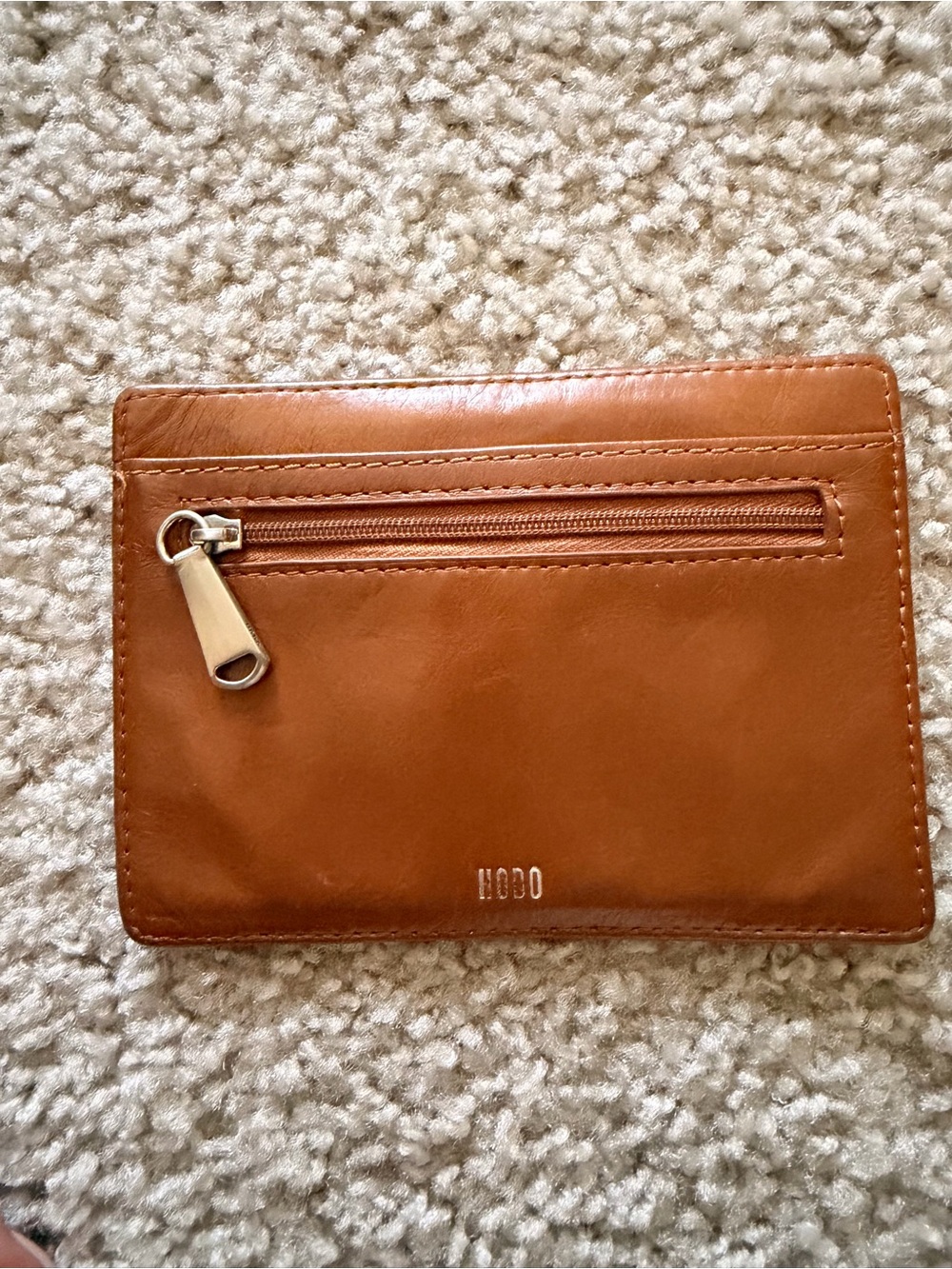 HOBO Cognac Leather Zip Card Case